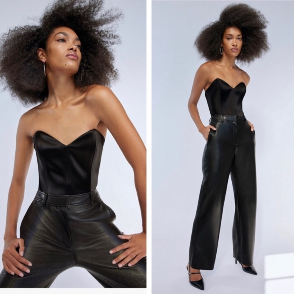 TEN BABATON SATIN SLEEVELESS CORSET BODYSUIT BLACK WOMENS SMALL